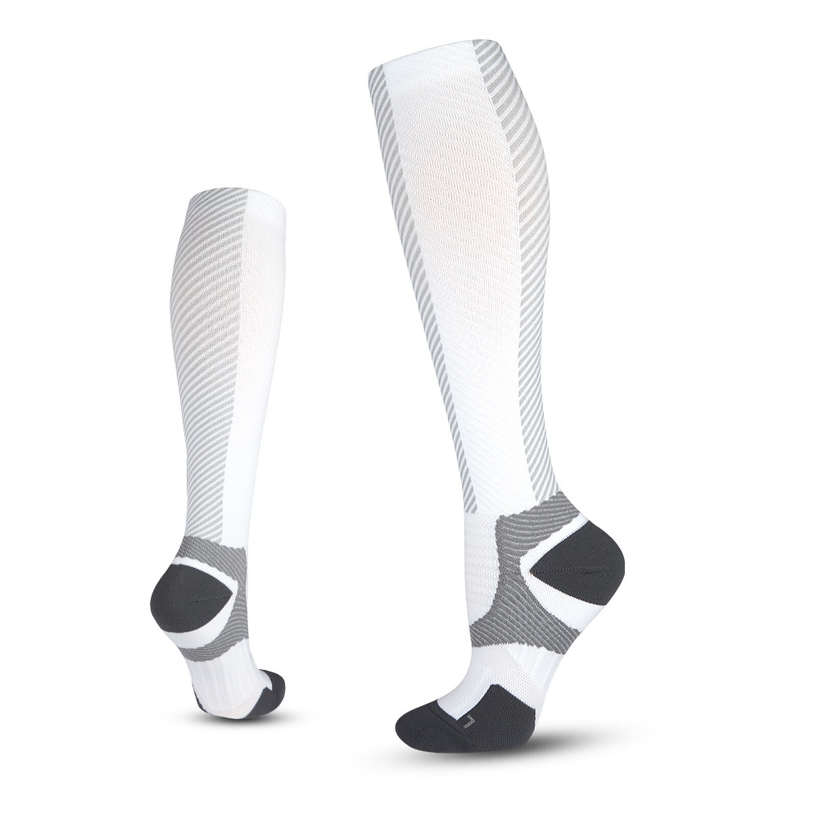 Compression Socks for Men&Women Best Graduated Athletic Fit for Running Flight Travel Boost Stamina, Circulation&Recovery Socks: White / L/XL