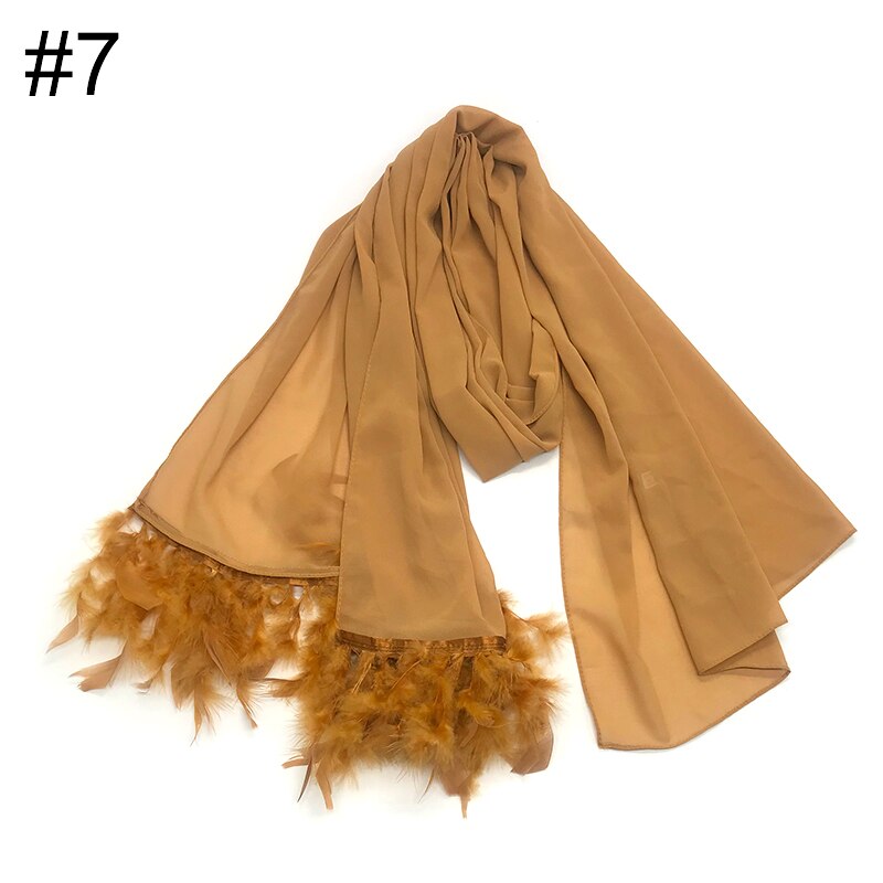 Écharpe plume en mousseline de soie, hijab, écharpe à bulle simple, écharpe populaire, châle musulman, turban, 190x70cm,: 7