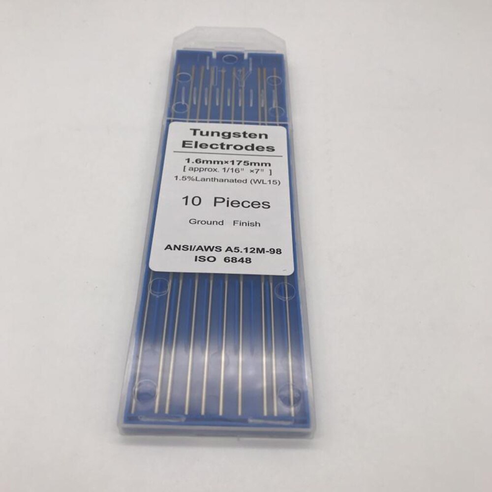 10pcs/1 Bag TIG Welding Tungsten Electrodes 1.5% Lanthanated WL15 Tungsten Electrode Welding Rods (1.6MM x 150MM)