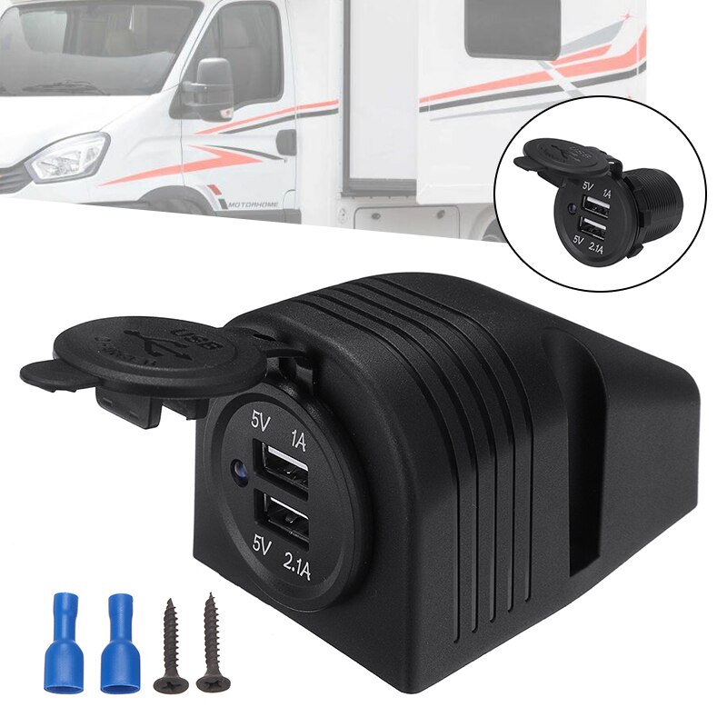 1pc 12V 24V Dual 3.1A USB Port Socket Caravan Camper Van Boat Motorhome Car USB Charger Power Adapter Socket Plug DIY Parts