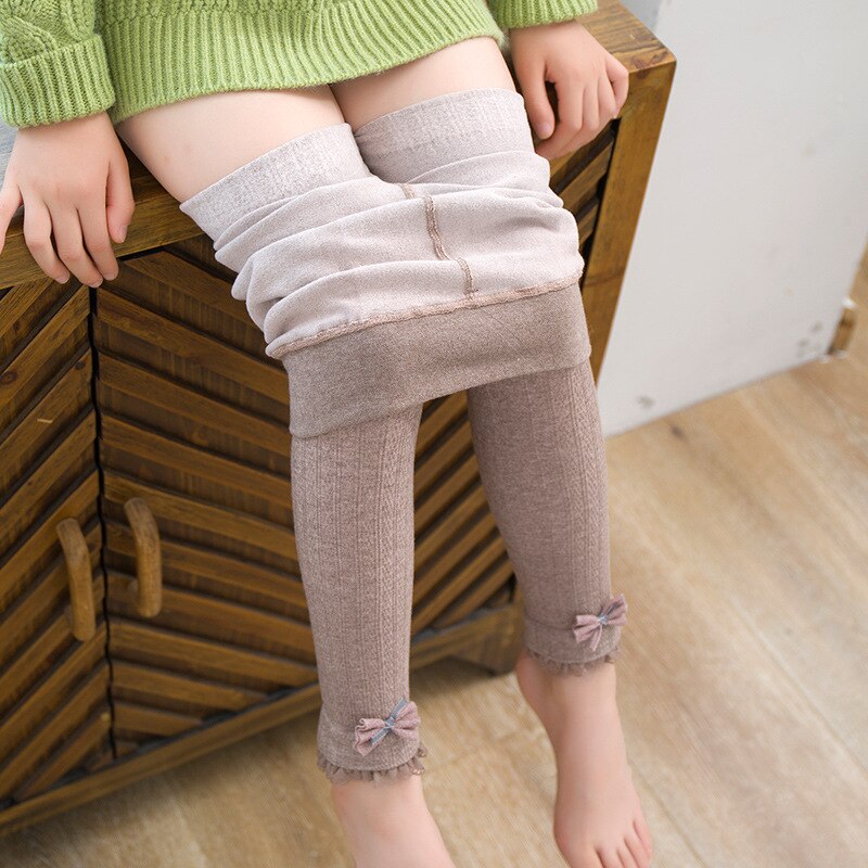 Leggings et pantalons chauds d'hiver pour filles, nouvelle Ins pour enfants de 2 à 11 ans,: Marron / L(105-120cm)