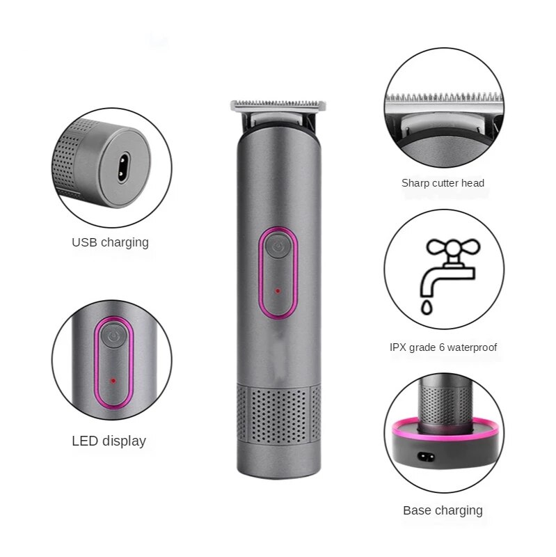 Tondeuse de coiffeur pour hommes, rasoir électrique pour barbe, coupe de cheveux professionnelle sans fil, USB
