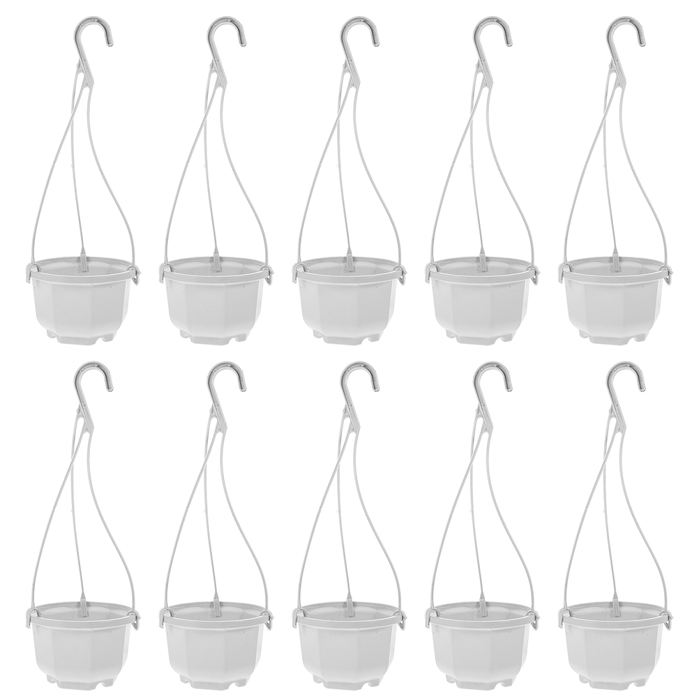 24 Sets Plastic Hanging Plants Pots Hanging Flower Baskets for Outdoor Indoor Plants Hangers Garden Pot for Home Balcony Decor: Light Grey
