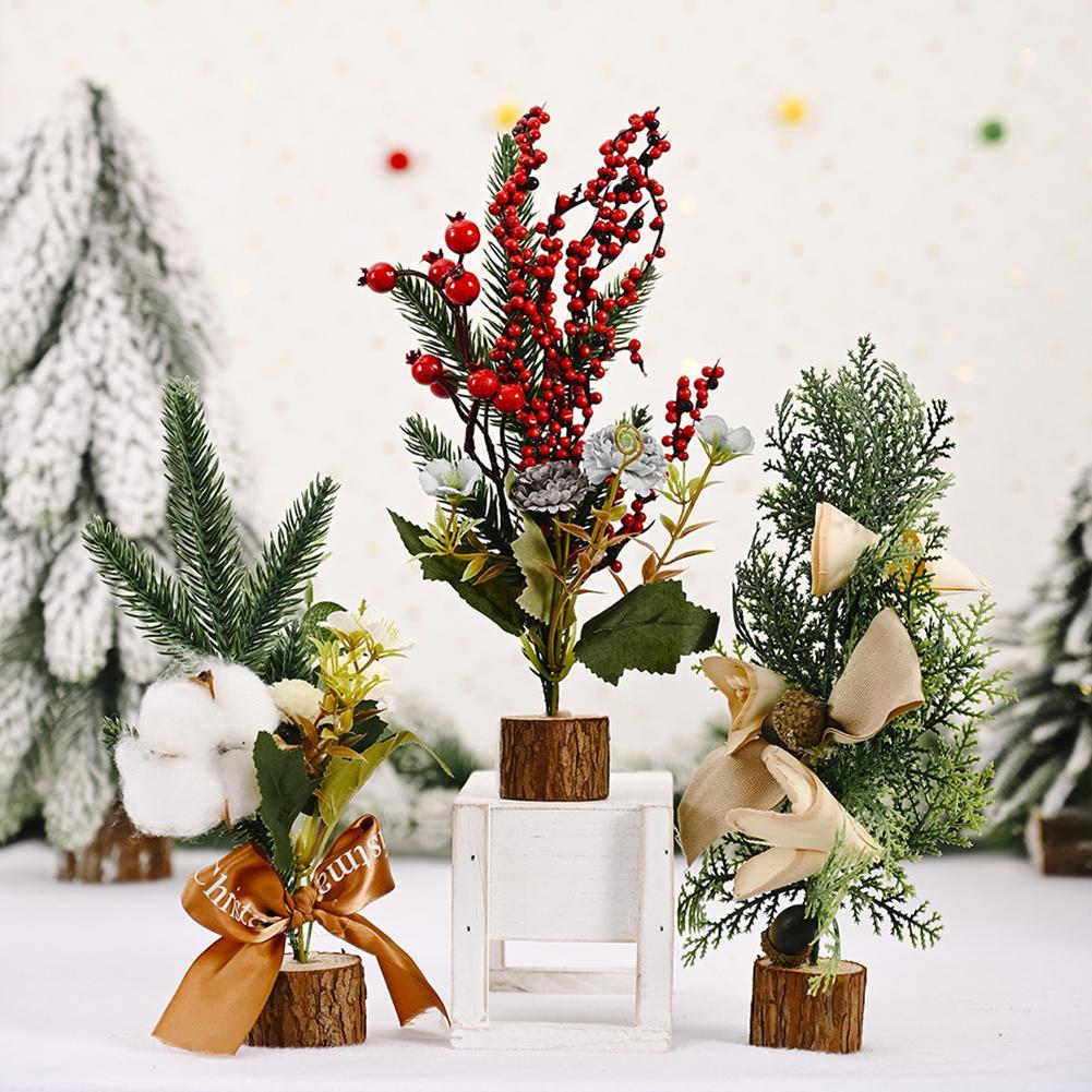 Home Artificial Christmas Tree Decor Red Fruit Pine Desk DIY Craft