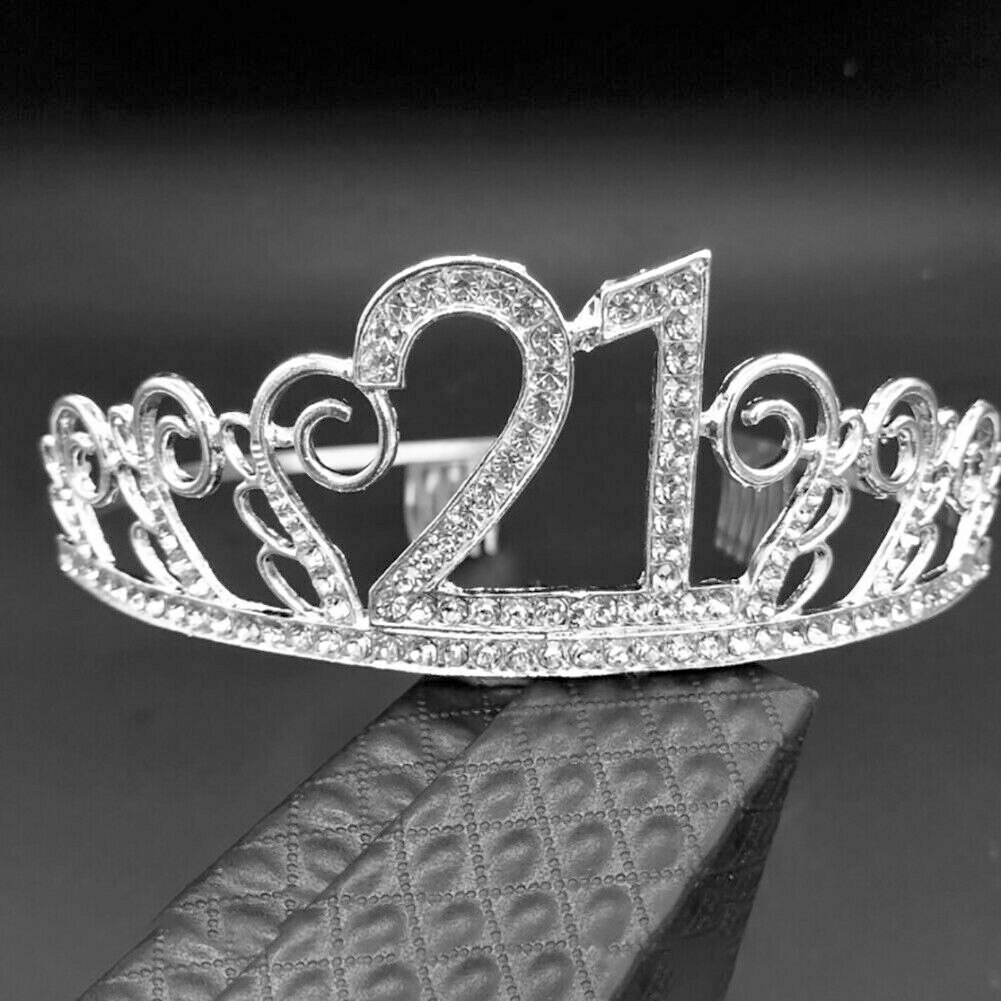 Tiara de aniversário com cristal, decoração de chapéu digital, tiara com strass, coroa, suprimentos para meninas, festa, banquete, presente: 21