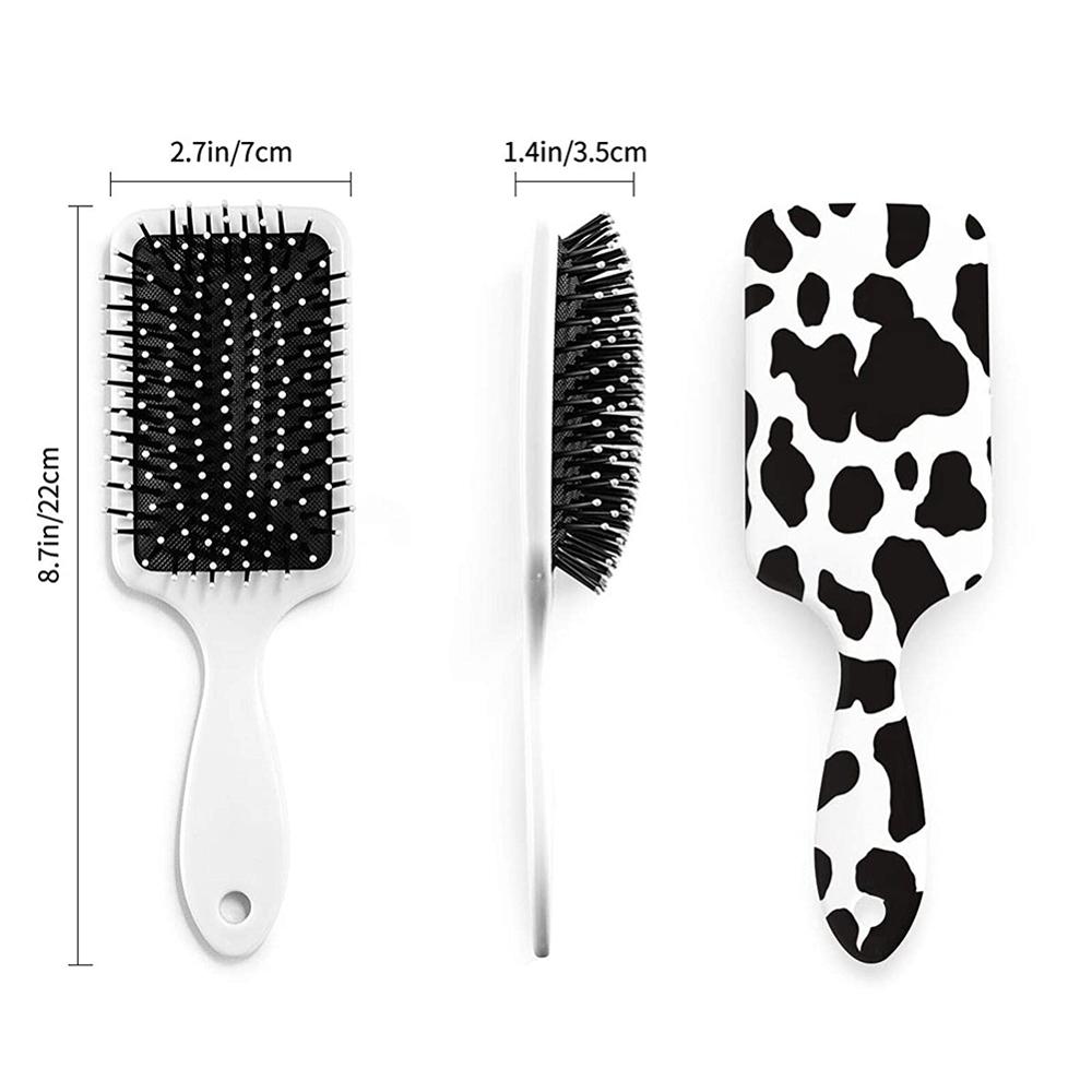 Wzór krowa włosy grzebień masujący skórę głowy antystatyczna prosto kręstożek nylon mokro kręcone szczotka robić rozplątywania włosów szczotka robić włosów salon fryzjerski: krowa wzór