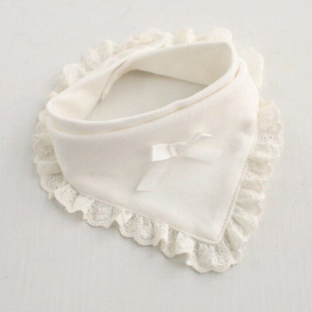 Katoen Pasgeboren Kant Boog Baby Slabbetjes Meisjes Jongens Burp Doek Zuigeling Slabbetjes Baberos Baby Speeksel Handdoeken Peuter Baby Sjaal: White triangle bib