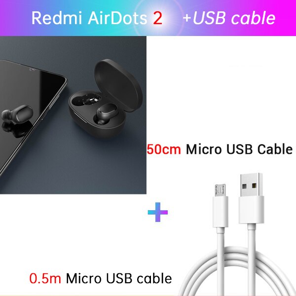 Xiaomi Redmi AirDots 2 Left=Right TWS True Wireless Stereo Bluetooth Earphone Headset BT5 True Wireless Stereo Auto Link: S add USB cable