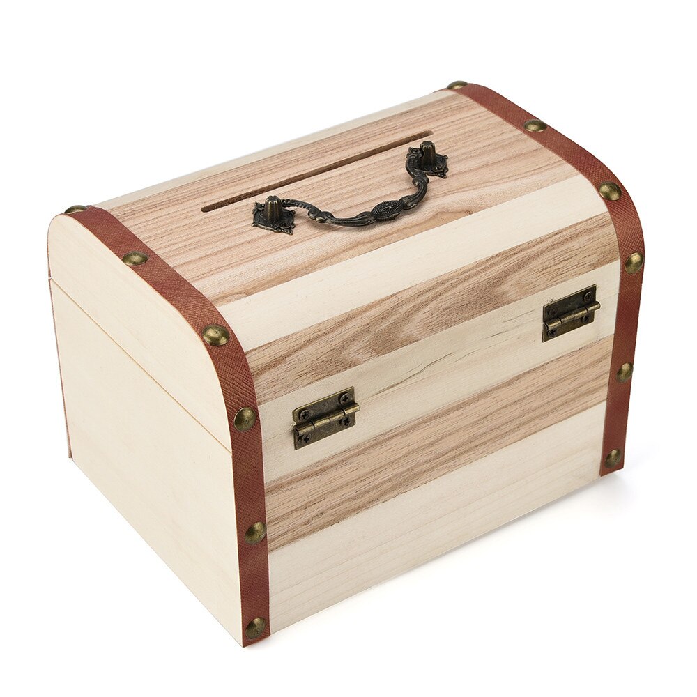 En bois Tirelire Coffre-Fort Coffre-Fort Économies Avec Serrure Bois Sculpture À La Main Durable De Pratique Délicat Commodité