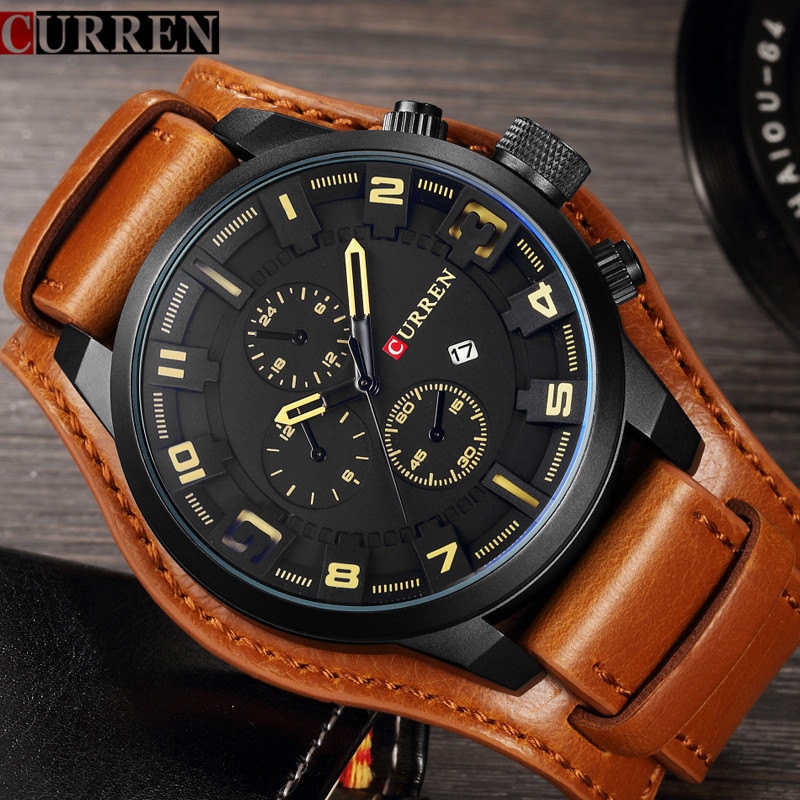 Hommes montres CURREN Top de luxe hommes nouvelle Sport horloge mâle armée en cuir analogique Quartz montre-bracelet Relogio Masculino