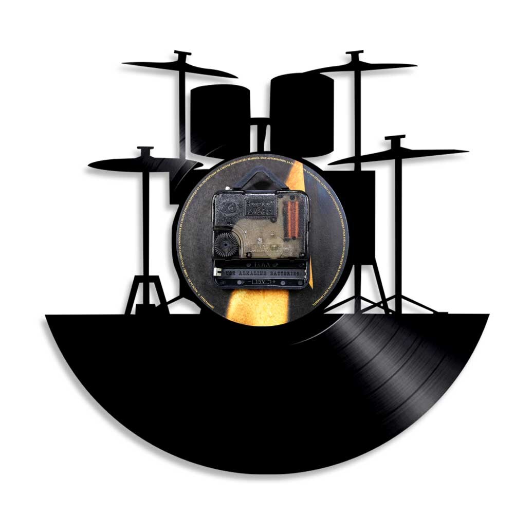 1 stück Trommel Bausatz Vinyl Uhr Wanduhr Drumkit LED Licht Felsen N rollen Jahrgang Moderne Wohnkultur Handgemachtes für Musik Liebhaber