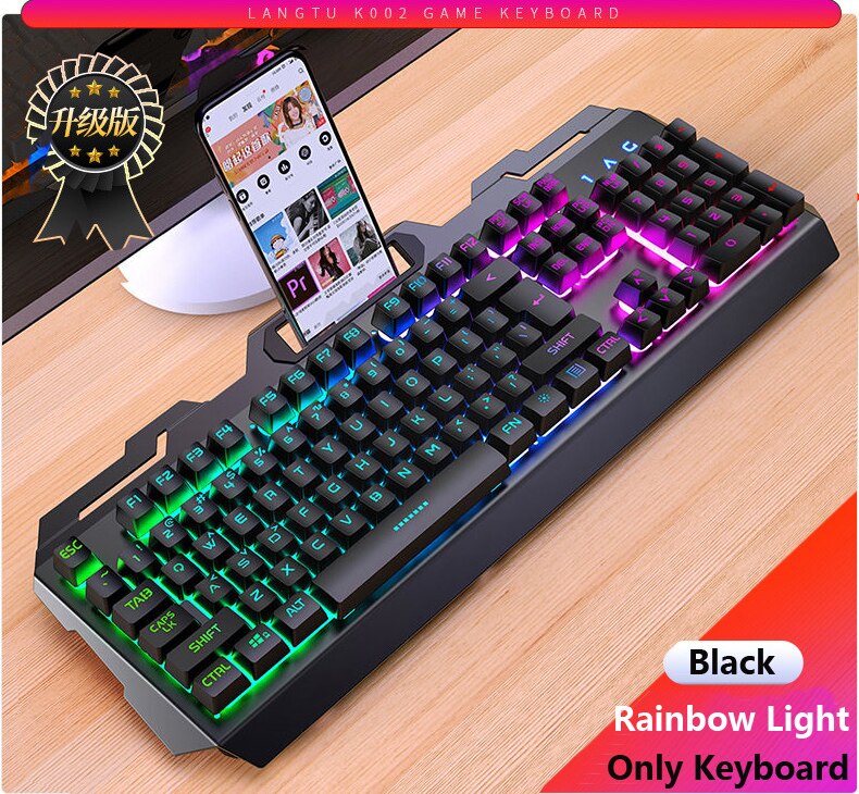 Herná klávesnica herná myš mechanický pocit rgb led podsvietené hráčske klávesnice usb drôtová klávesnica pre hry pc prenosný počítač: Iba klávesnica 1