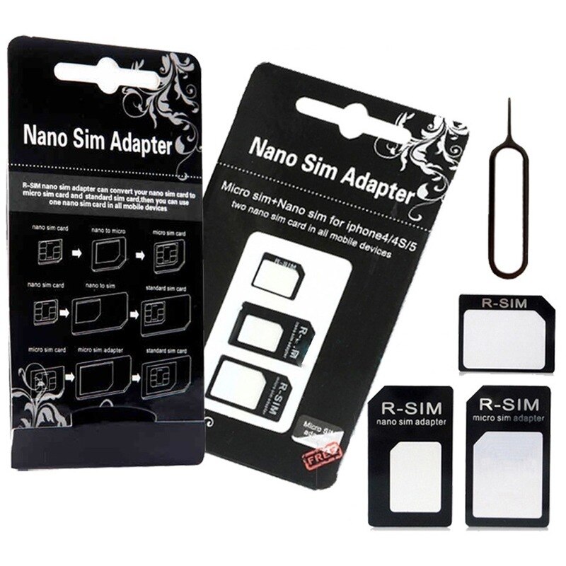 Zwart Nano Sim-kaart Naar Micro Standard Adapter Converter Sets Sim Card Tool Voor Telefoon Accessoires