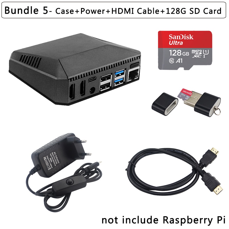 Raspberry  pi 4 aluminium kasse argon one  pi 4 v2 kasse aktiv passiv køling metal skal strømafbryder til raspberry  pi 4 model b: Bundt 5