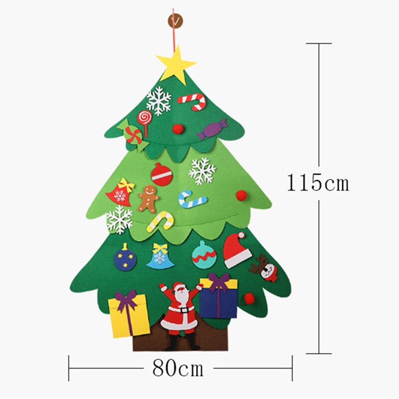 Felt Christmas Tree for Kids Diy Christmas Tree with Toddlers Ornaments for Children Xmas Hanging Home Door Wall