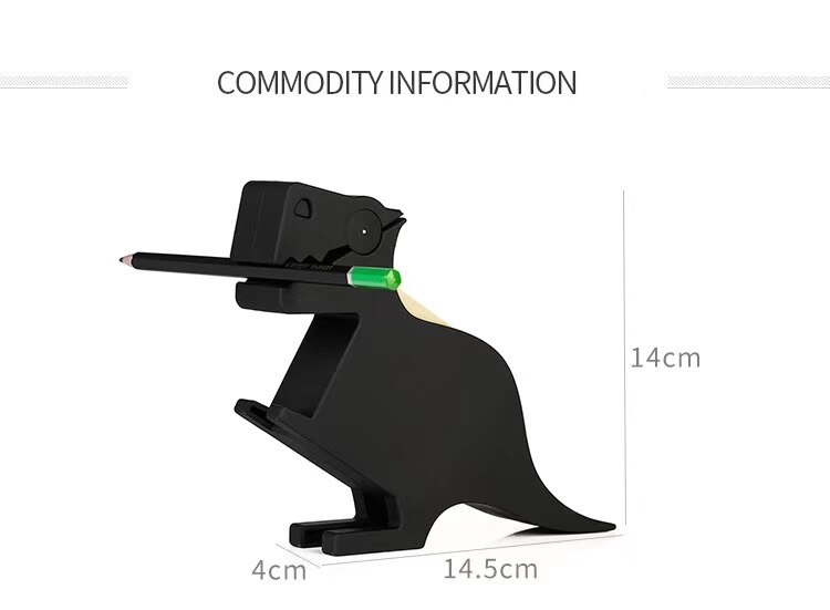 Multi-Functional Plastic Memo Note Holder/Pad/Dispenser/Clip with 200 Sheets for Office Home Desktop Storage: Black dinosaur