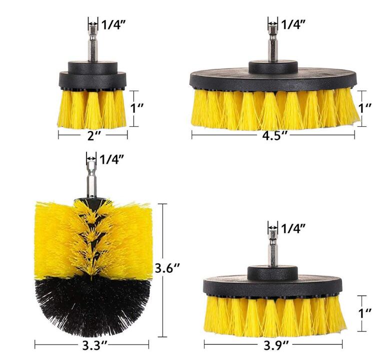Kit de escova furadeira, 4 unidades, escova esfregador para limpeza banheiro banheiro banheira escova de limpeza broca kit de limpeza d30: 4pcs