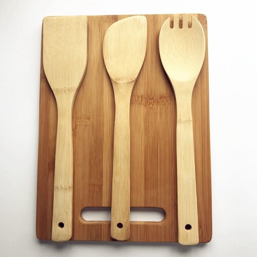Bamboo Cutting Board with Kitchen Utensils: G