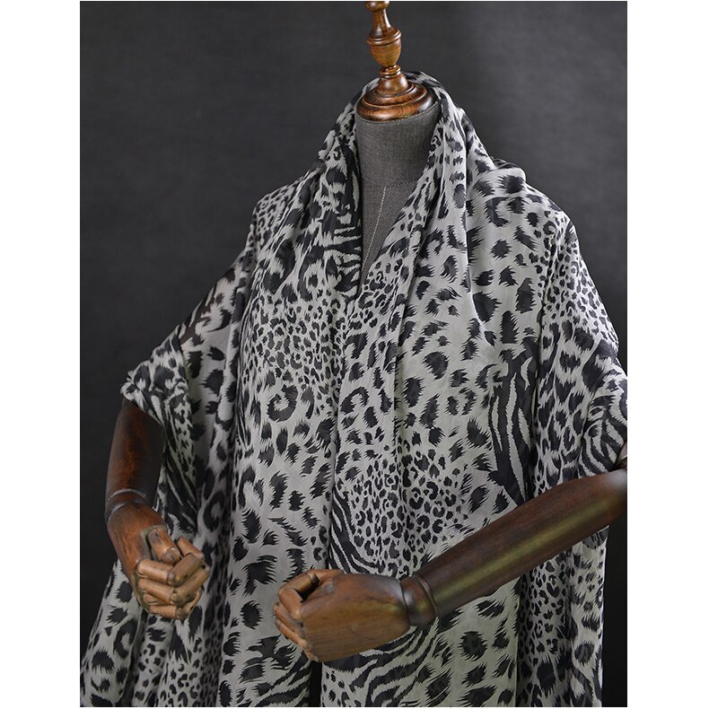 19 Spring&Summer Leopard Print Print 100% Silk organza Fabric For Women Dress 140cm wide 8Momme cloth DIY Sewing