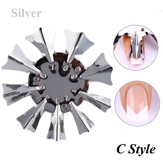 Facile français sourire Cutter ligne Nail Art bord métal tondeuses pochoir ongles formes Clipper manucure modèle outils accessoires TR1834: C Silver