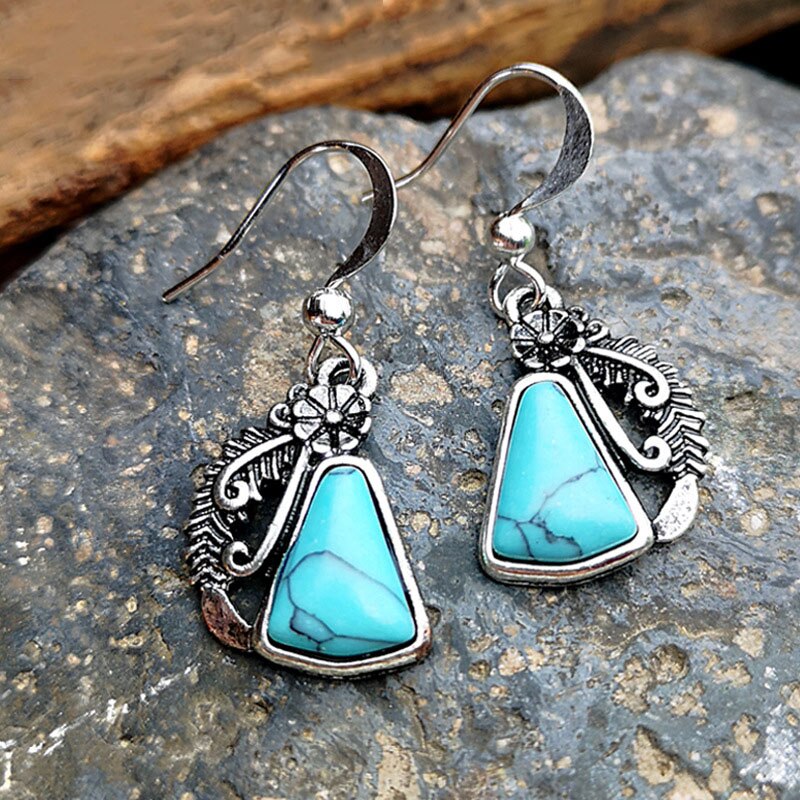 Pendientes de gota de agua turquesa bohemios hechos a mano, elegantes y delicados, estilo JewelrySilver Color: Style 11