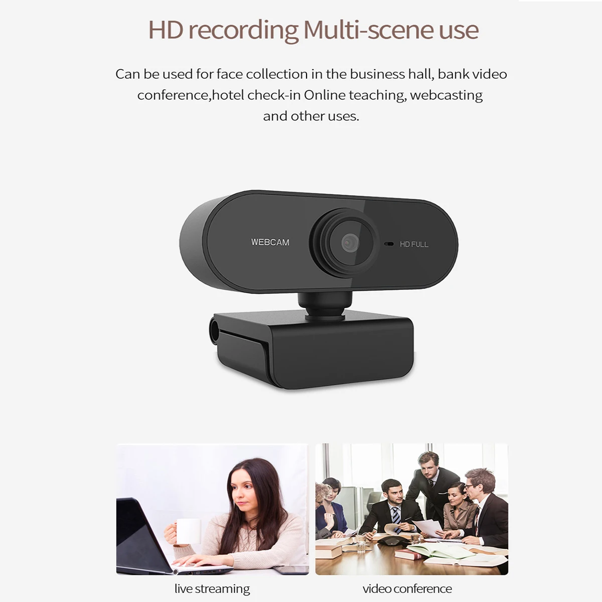 Webcam para computador com 1080p câmeras usb hd e suporte para microfone, ideal para desktops e laptops, perfeita para videoconferências ao vivo.