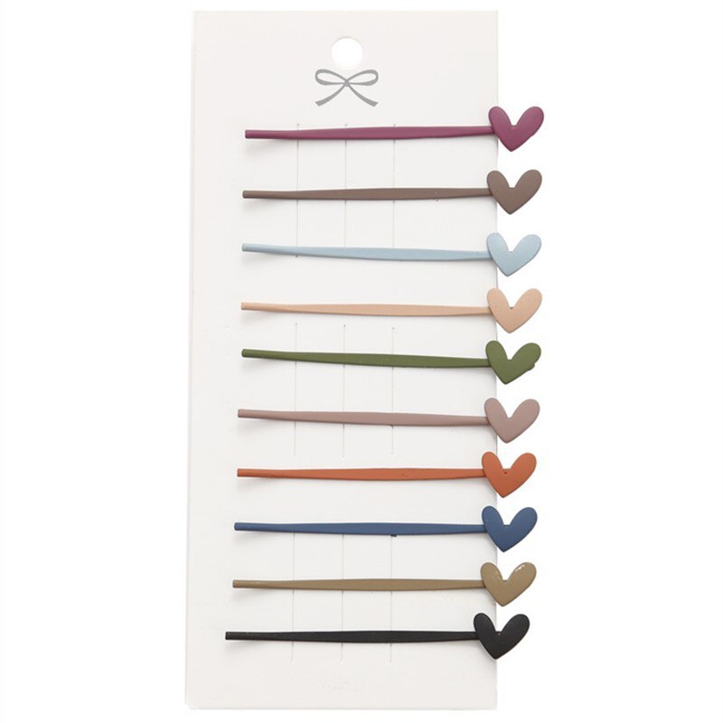 SHUANGR Hair Clips Set - 10 Pcs Geometric Heart & Wavy Pins - Trendy Hair Accessories for Women Girls