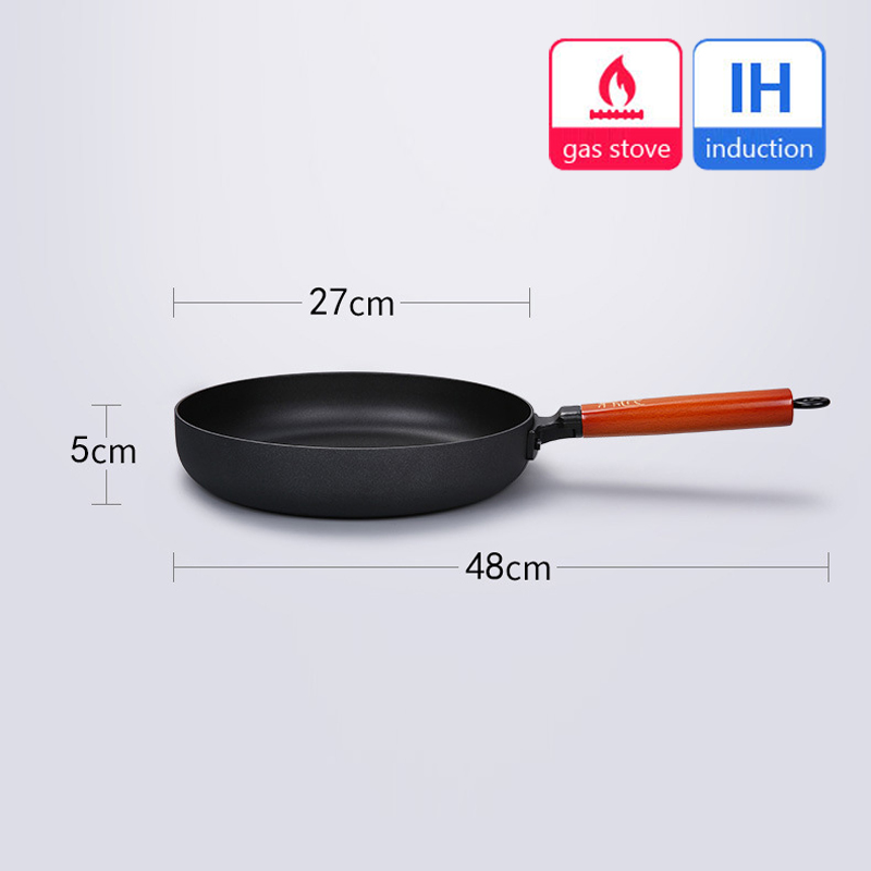 Traditionele Gesmeed IJzeren Wok met Houten Deksel Anti-aanbak