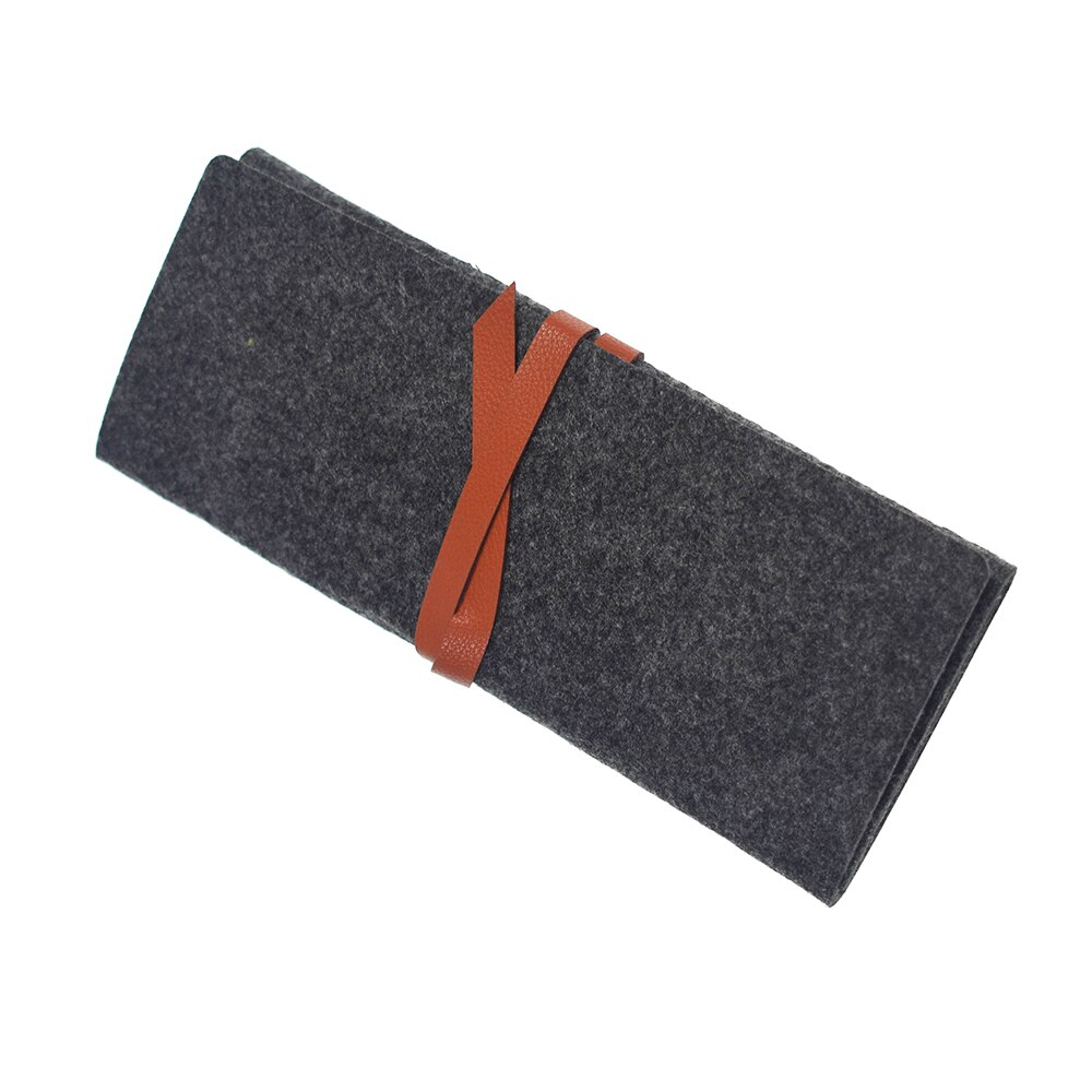 Draagbare Roll School Etui Vilten Doek Pen Tas Voor Meisjes Jongens Leuke Grote Pencilcase Doos Briefpapier School Kantoorbenodigdheden: Dark gray