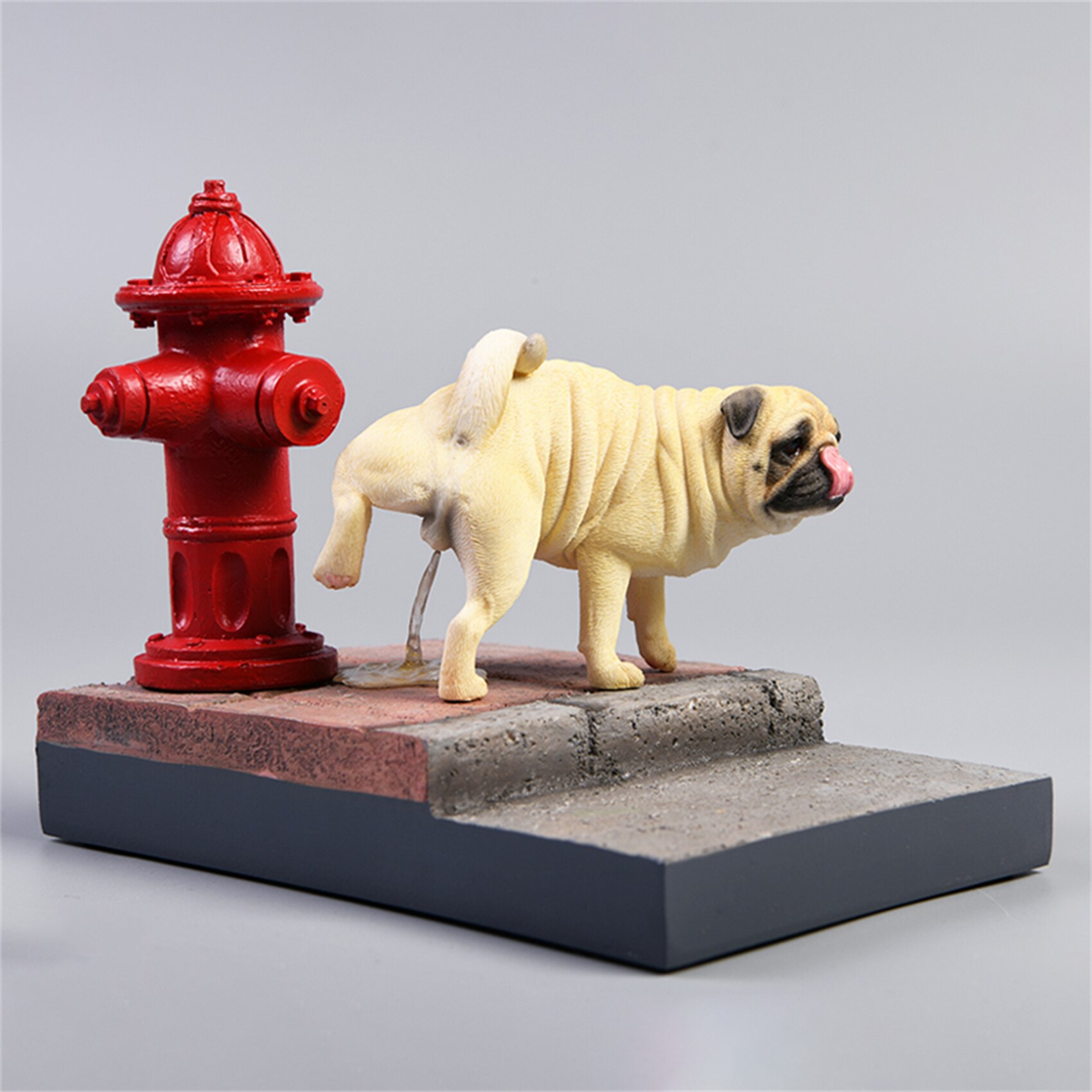 JXK 1/6 Funny Pug Figure Dog with Base Pet Healing Figure Cute Canidae Animal Collector Toy Resin Desktop Decoration: 069F