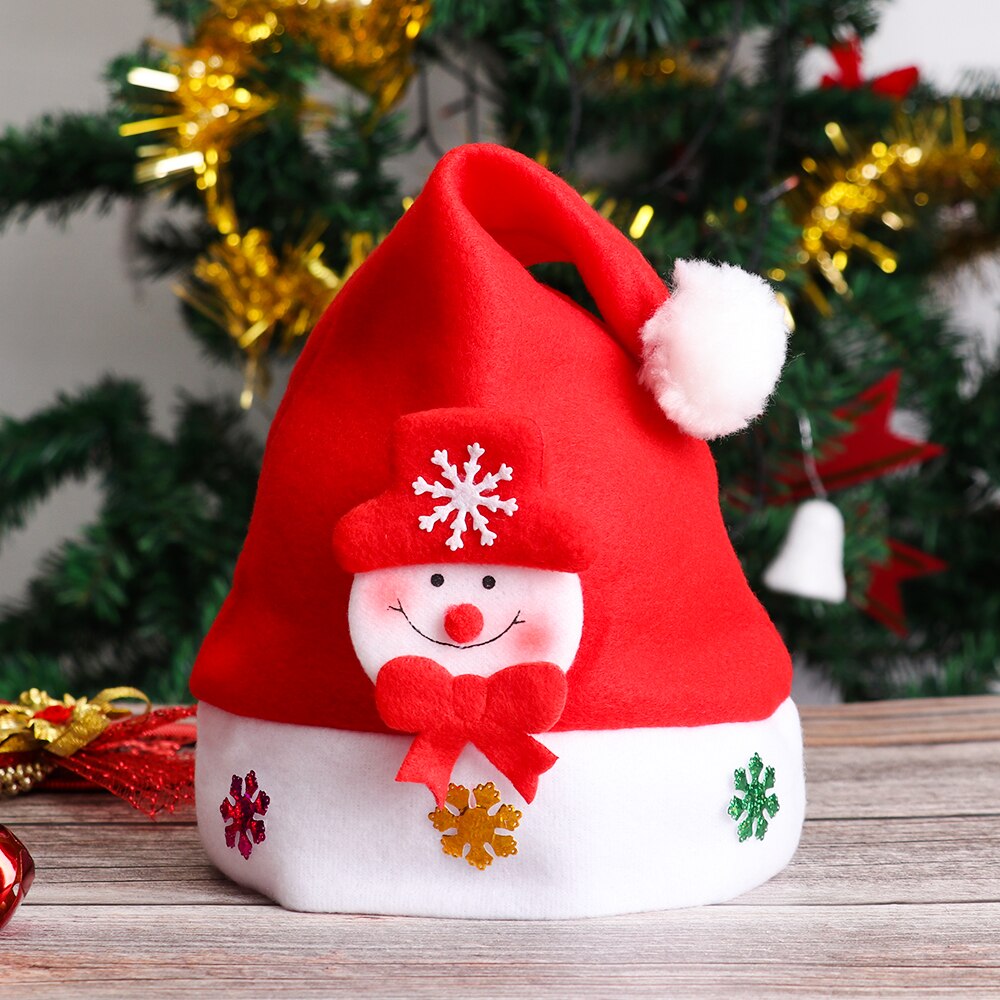 Year Merry Christmas Hat For Kids Xmas Santa Claus/Deer/Snowman Cap Christmas Children Party Props