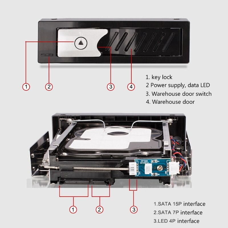 Durable Aluminum Alloy Desktop Optical Drive Bay 3.5-inch Mechanical Hard Drive Tray Serial Hard Drive Box Ke