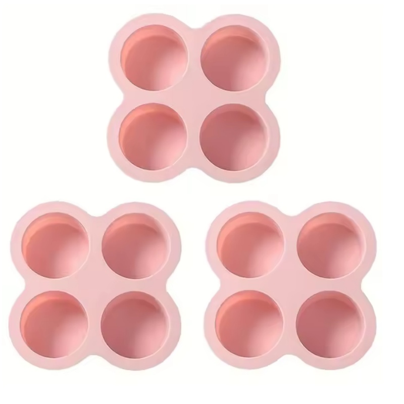 Air Fryer Egg Mold Round Shape Eggs Mold 3 Cavity Non-Stick Silicone Air Fryer Egg Pan Egg Steamer Cooking Mold Fried Egg Tool: Clear