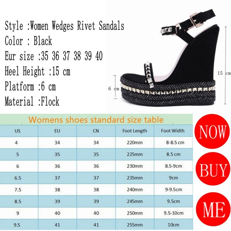 DiJiGirls sandales à talons compensés chaussures femmes talons hauts plate-forme compensée Rivet sandales Street Beat Party chaussures été pompes taille 9