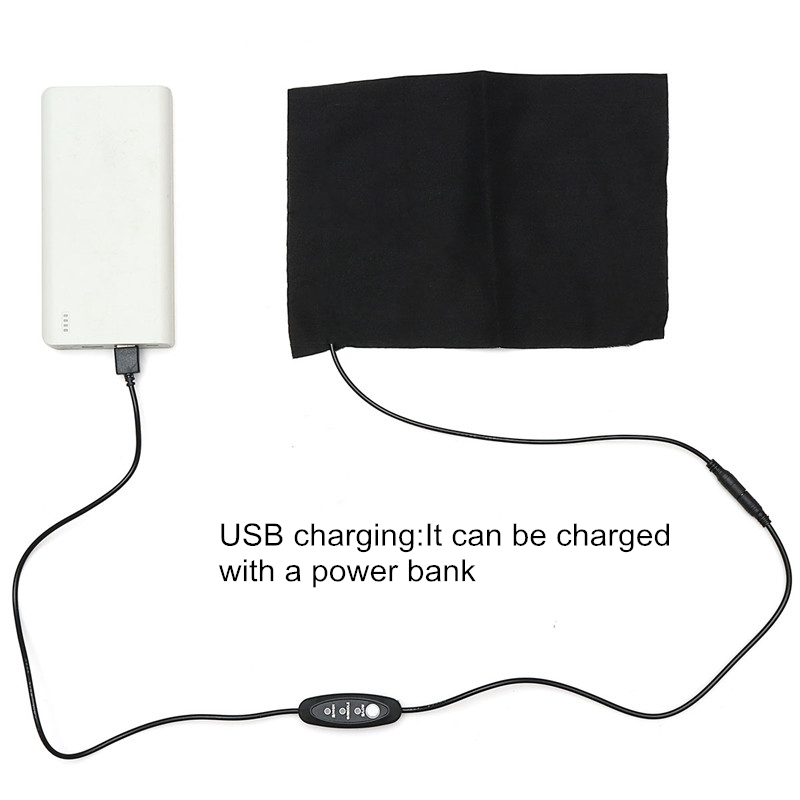 Almohadilla de calefacción eléctrica Usb de 5v 12v con 3 velocidades, temperatura ajustable, calentamiento rápido, almohadilla de calentador de fibra de carbono para chaleco y chaqueta de tela