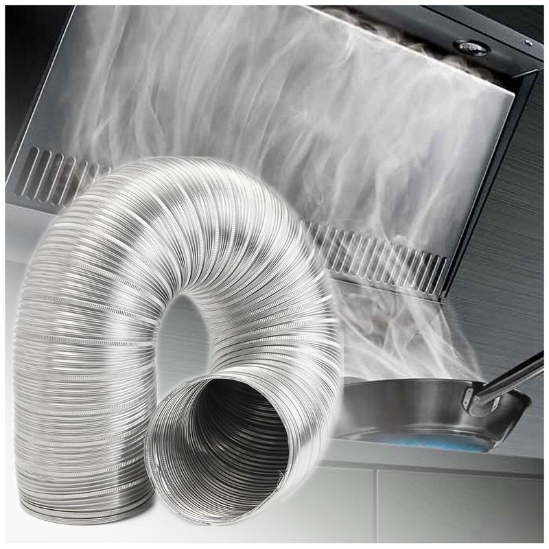 1m de aluminio de baño Extractor de cocina Extractor ventilador y campana de cocina Flexible tubería de conducción, 125Mm