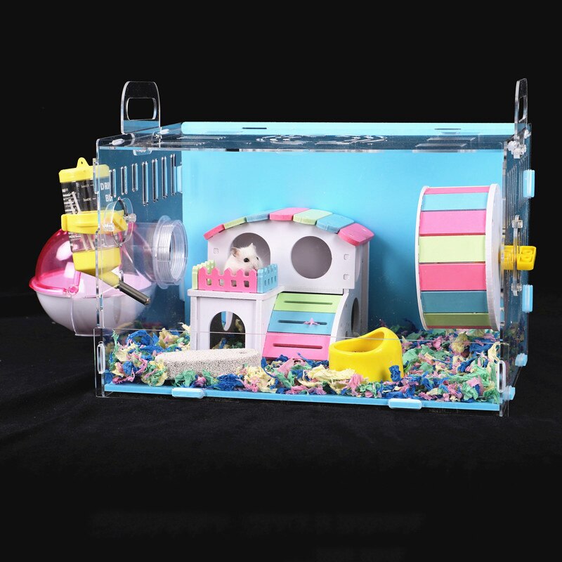 Large Size Hamster House Acrylic Small Pet Cage Transparent Oversized Villa Guinea Pig Basic Cage Toy Supplies Package Nest