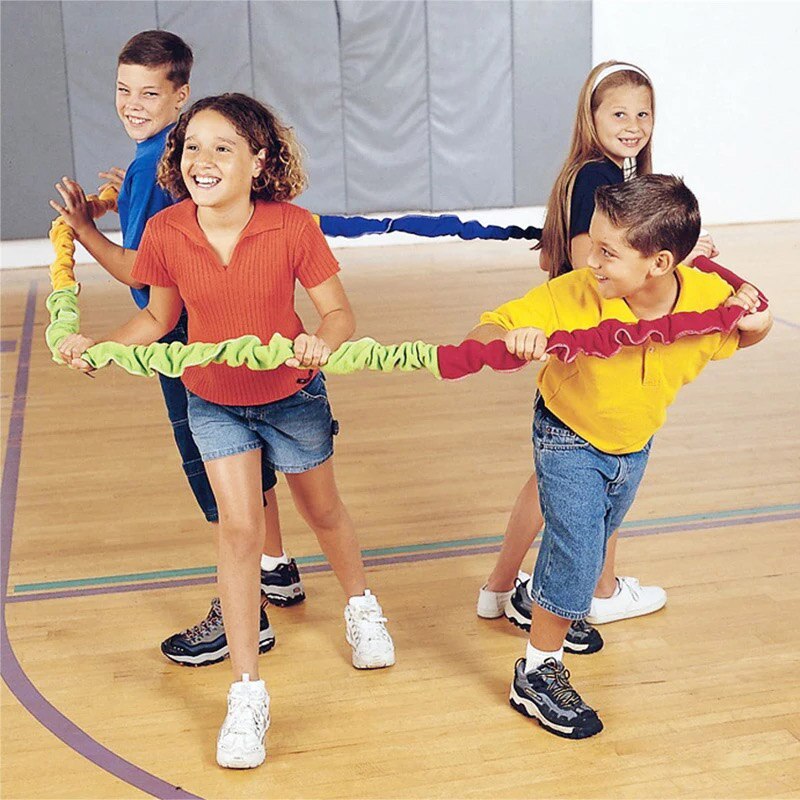 Regenboog Eastic Touw Coöperatieve Stretchy Band Sensorische Integratie Speelgoed Sport Games Voor Kids Kinderen