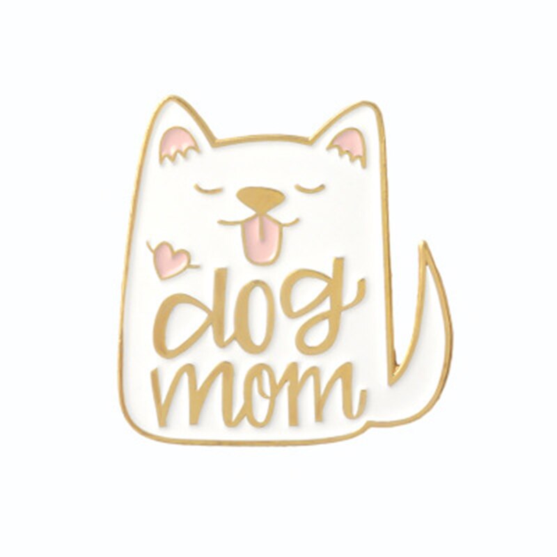 Gato engraçado dos desenhos animados esmalte pino cão mãe e gato senhora broches preto branco animal filhote de cachorro gatinho crachá jóias presente para crianças amigos: Style 2