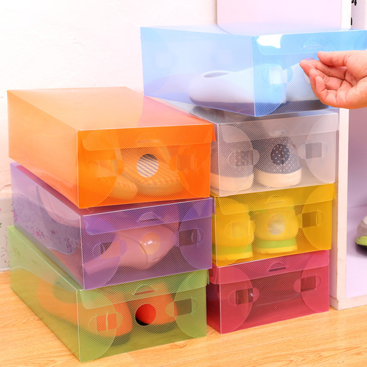 1 Uds caja de zapatos de plástico transparente cajas de almacenamiento plegables estuche protector para zapatos cajas organizadoras