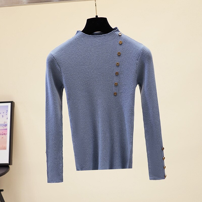 Hlbcbg casual höghalsad grundläggande höst vintertröja dam solid stickad tröja med långa ärmar långärmad mjuk tröja för kvinnor