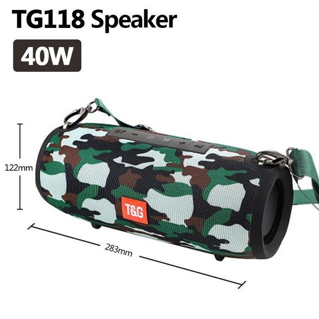 TG118 40W haute puissance Bluetooth haut-parleur extérieur Portable sans fil barre de son colonne Subwoofer centre de musique BoomBox 3D stéréo FM/TF: TG118 Camouflage