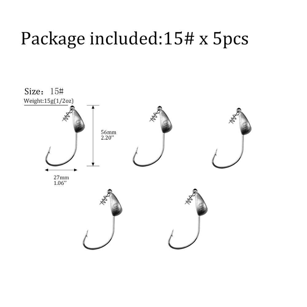 5 stücke Blei Jig Kopf Angelhaken 3,5g 5g 7g 10g 15g 18g 21g Schraube Jig Haken Angelgerät Jigköpfe Angelhaken Mit Spirale Schraube: 5pcs 15g