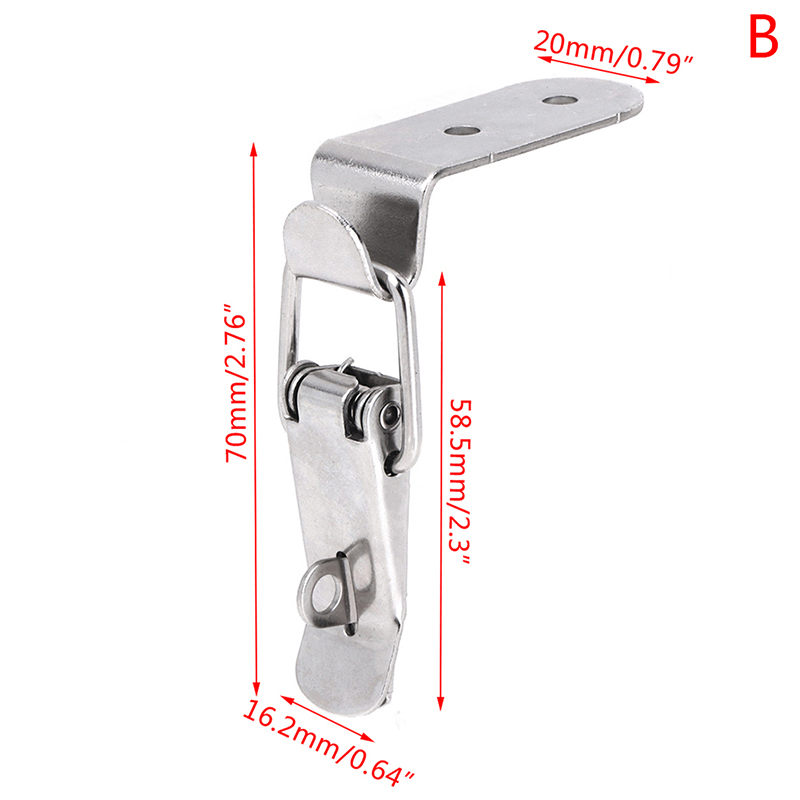 90 Degrees Duck-mouth Buckle Hook Lock Iron Spring Loaded Draw Toggle Latch Clamp Clip Silver Hasp Latch Catch Clasp: Silver