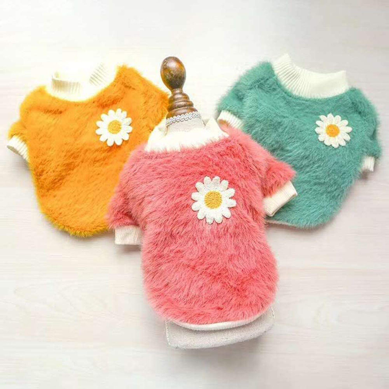 Transer Daisy Bloem Kleine Hond Winter Kleding Zachte Warme Pluche Hond Trui Hond Kleding Teddy Jas 211