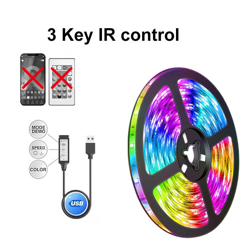 USB Bluetooth Led Strip Lights RGB 5050 1M-30M Infrared Control Luces Luminous Decoration For Living Room Ribbon Lighting Lamp: Emitting Color2 / 5m