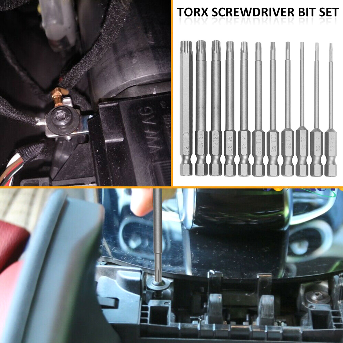 11-delige Torx-schroevendraaierbitset 1/4 inch professionele magnetische ster S2 staal zeskantschacht stoere Torx ster zeskant beveiligingsset
