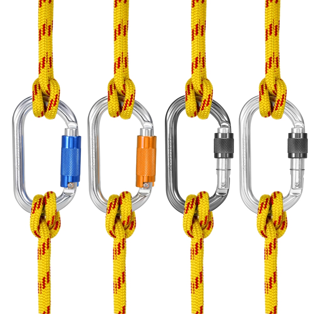 25KN Auto Locking Gate Carabiner Heavy Duty D Shape Buckle Pack Twist Locking Gate Carabiner Climbing Rappelling Canyoning