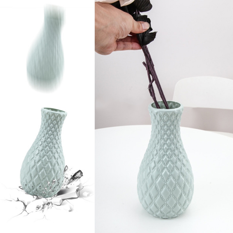 Vase à fleurs plastique rotin rose blanc | 1 pièce, Imitation céramique rose blanc, panier à fleurs, décoration de maison, décoration nordique
