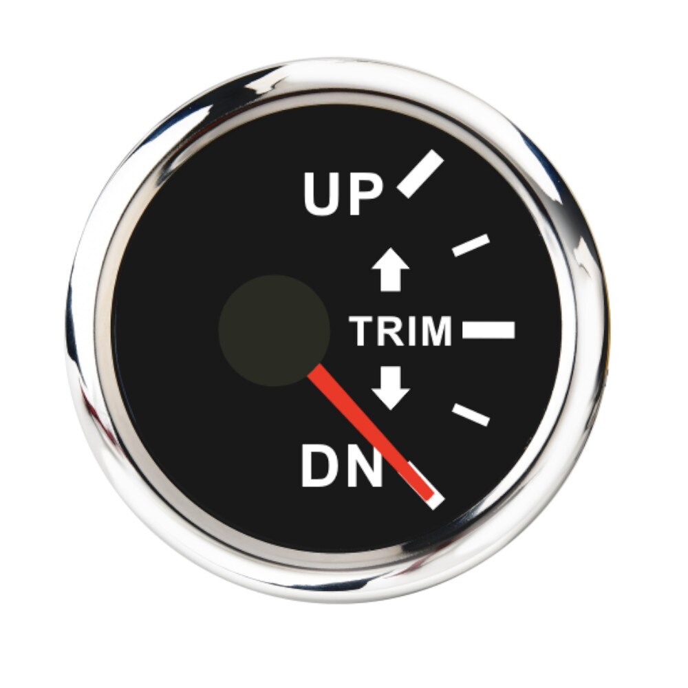 Universal 52mm Up to Dn Marine Boat Trim Gauge Trim Tilt Indicator for Boat Inboard Outboard Engine Truck Red Backlight 12V/24V